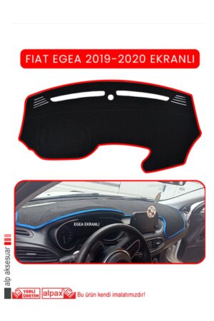 Fiat Egea 2014-2024 Arası Modele Özel Ekranlı Torpido Koruma Halısı - Kırmızı Kenar