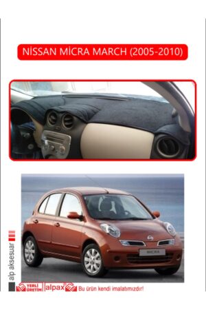 Nissan Micra March 2005-2010 Torpido Koruma Halısı - Kırmızı Kenar