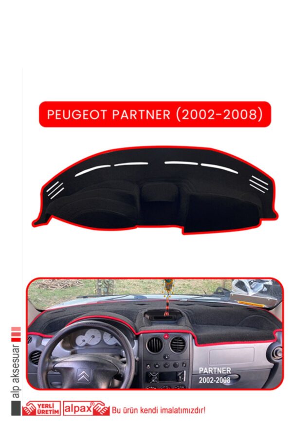 Peugeot Partner (2002-2008) Torpido Koruma Halısı - Kırmızı Kenar