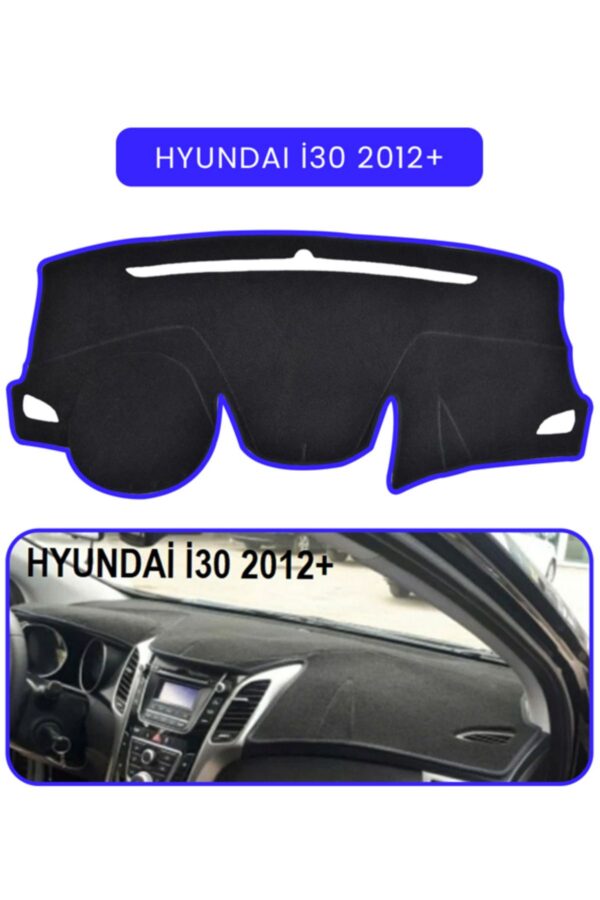 Hyundai I30 2012 Torpido Koruma Halısı - Mavi Kenar