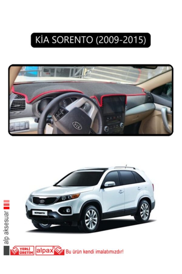 Kia Sorento 2009-2015 Torpido Koruma Halısı - Siyah Kenar
