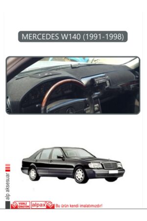 Mercedes W140 1991-1998 Uyumlu Modellere Özel Torpido Koruma Halısı - Gri Kenar