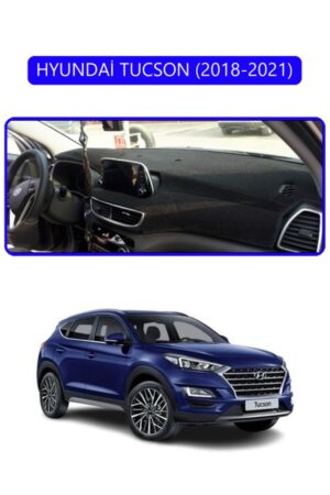 Hyundai Tucson 2018-2021 Torpido Koruma Halısı - Mavi Kenar