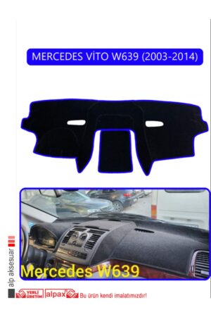 Mercedes Vito W639 2003-2014 Torpido Koruma Halısı - Mavi Kenar