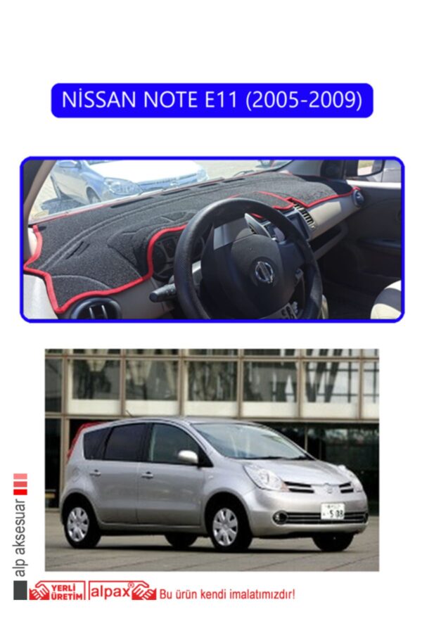 Nissan Note E11 2005-2009 Modellere Uyumlu Özel Torpido Koruma Halısı - Mavi Kenar