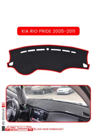 Kia Rio Pride 2005-2011 Torpido Koruma Halısı - Kırmızı Kenar