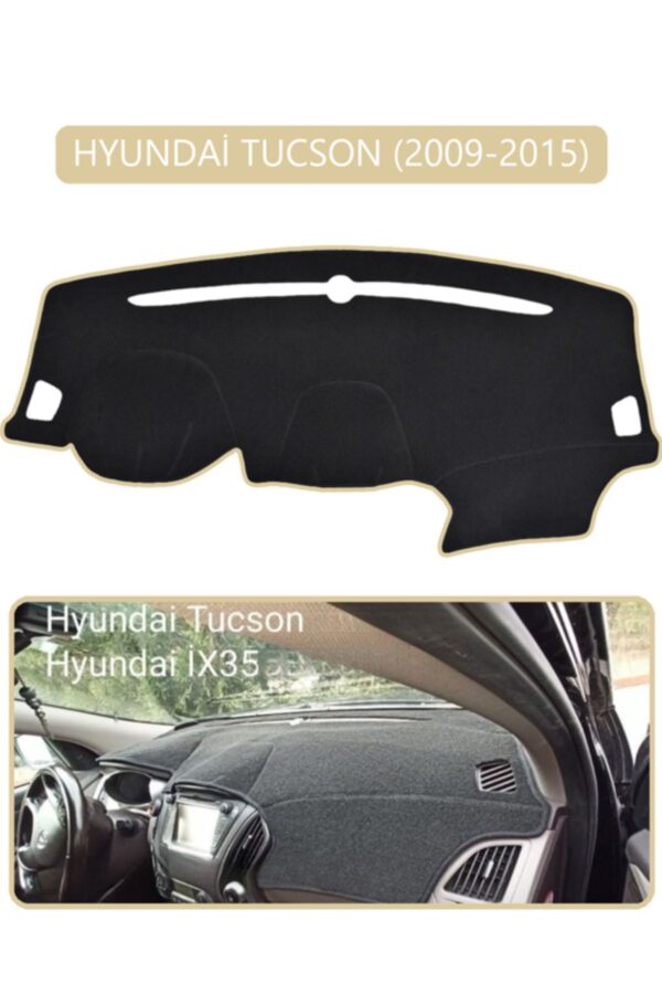 Hyundai Tucson 2009-2015 Torpido Koruma Halısı - Bej Kenar