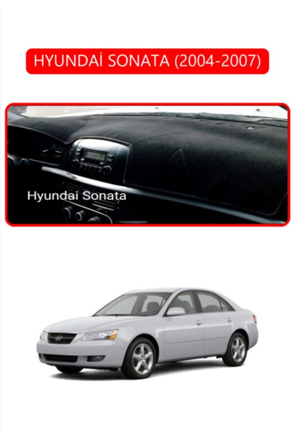 Hyundai Sonata 2004-2007 Torpido Koruma Halısı - Kırmızı Kenar