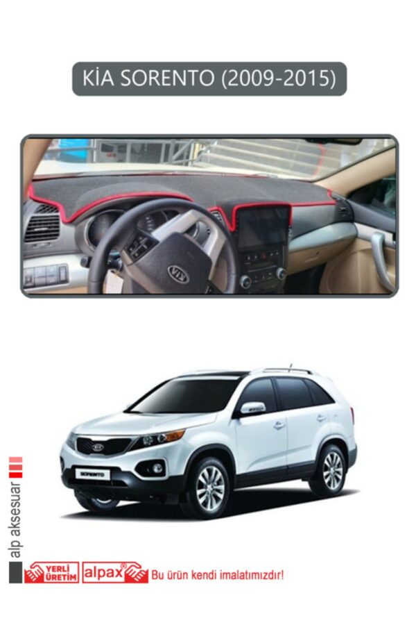 Kia Sorento 2009-2015 Torpido Koruma Halısı - Gri Kenar