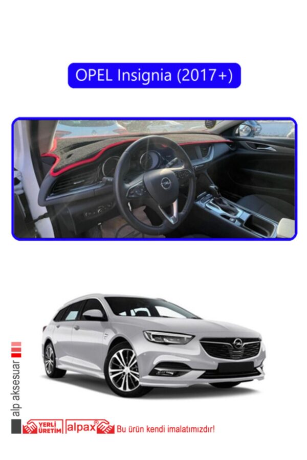 Opel Insignia 2017 Modellere Özel Torpido Koruma Halısı - Mavi Kenar