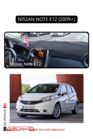 Nissan Note E12 2009+ Torpido Koruma Halısı - Siyah Kenar