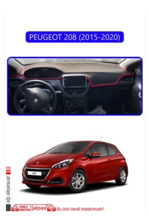 Peugeot 208 (2015-2020) Torpido Koruma Halısı - Mavi Kenar
