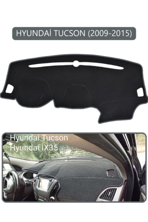Hyundai Tucson 2009-2015 Torpido Koruma Halısı - Gri Kenar