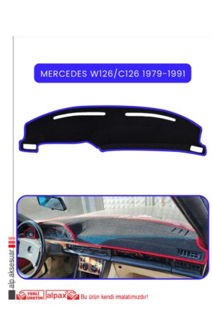 Mercedes W126/C126 1979-1991 Torpido Koruma Halısı - Mavi Kenar