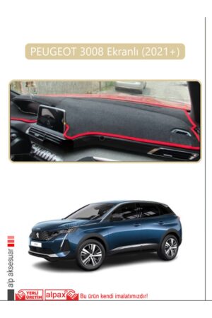 Peugeot 3008 Ekranlı (2021+) Torpido Koruma Halısı - Bej Kenar