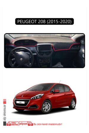 Peugeot 208 (2015-2020) Torpido Koruma Halısı - Siyah Kenar