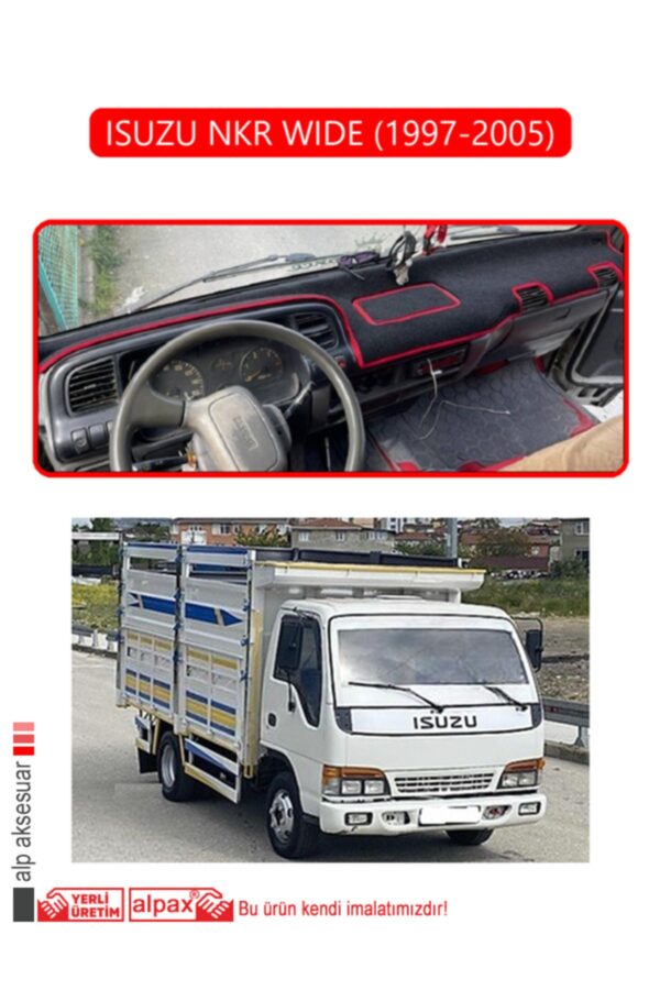 Isuzu Nkr Wide (1997-2005) Uyumlu Torpido Koruma Halısı - Kırmızı Kenar