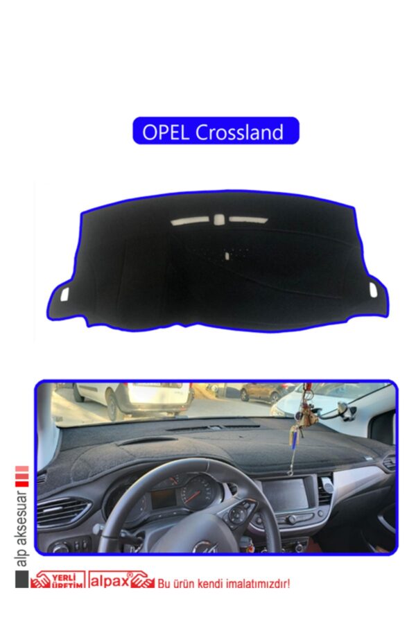 Opel Crossland Torpido Koruma Halısı - Mavi Kenar
