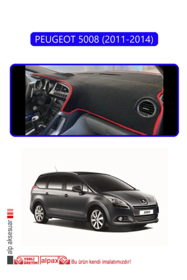 Peugeot 5008 (2011-2014) Torpido Koruma Halısı - Mavi Kenar