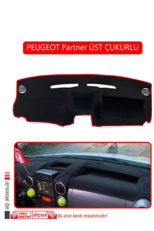 Peugeot Partner Torpido Sag Kapaklı Eski Torpido Koruma Halısı - Kırmızı Kenar