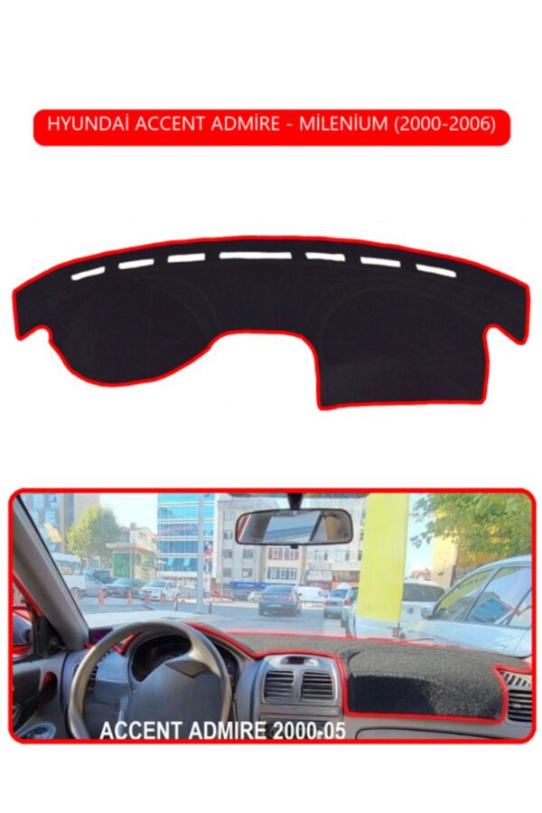 Hyundai Accent Admire/Milenium 2000-2006 Torpido Koruma Halısı - Kırmızı Kenar