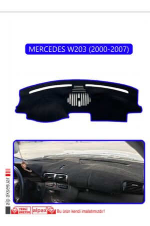 Mercedes W203 2000-2007 Torpido Koruma Halısı - Mavi Kenar