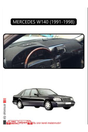 Mercedes W140 1991-1998 Torpido Koruma Halısı - Siyah Kenar