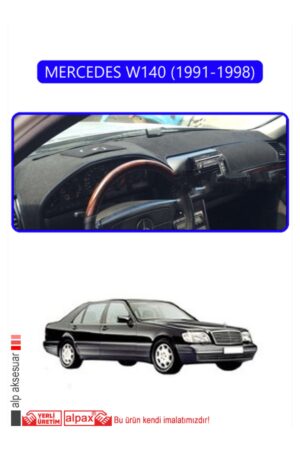 Mercedes W140 1991-1998 Torpido Koruma Halısı - Mavi Kenar