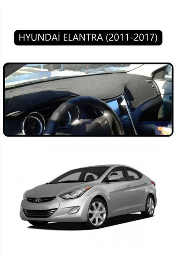 Hyundai Elantra 2011-2017 Torpido Koruma Halısı - Siyah Kenar