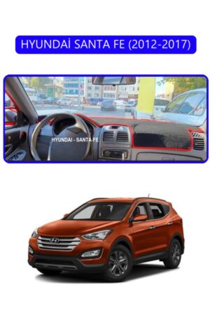 Hyundai Santa Fe 2012-2017 Torpido Koruma Halısı - Mavi Kenar