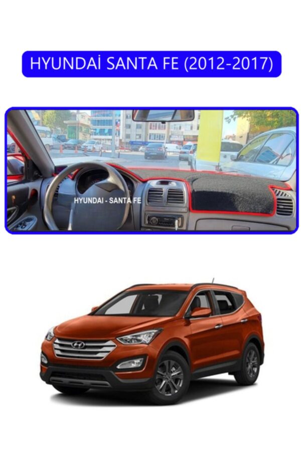 Hyundai Santa Fe 2012-2017 Torpido Koruma Halısı - Mavi Kenar