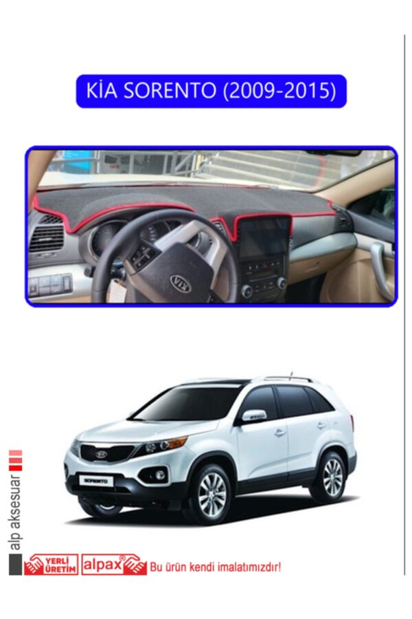 Kia Sorento 2009-2015 Torpido Koruma Halısı - Mavi Kenar