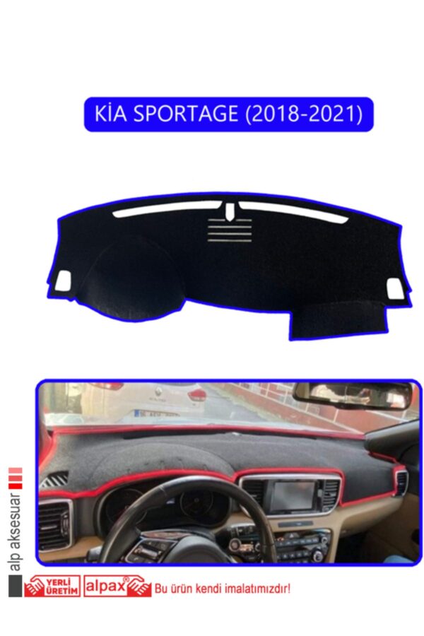 Kia Sportage 2018-2021 Torpido Koruma Halısı - Mavi Kenar