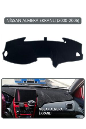Nissan Almera Ekranlı 2000-2006 Torpido Koruma Halısı - Gri Kenar