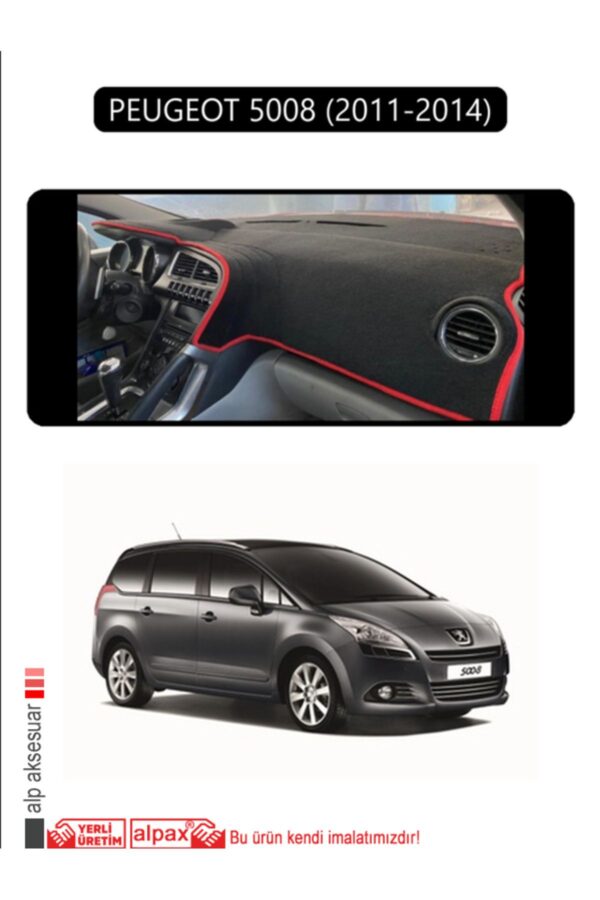 Peugeot 5008 (2011-2014) Torpido Koruma Halısı - Siyah Kenar