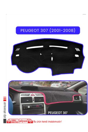 Peugeot 307 (2001-2008) Torpido Koruma Halısı - Mavi Kenar