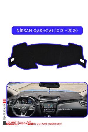 Nissan Qashqai 2013-2020 Uyumlu Torpido Koruma Halısı - Mavi Kenar