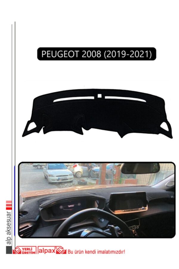 Peugeot 2008 (2019-2021) Torpido Koruma Halısı - Siyah Kenar