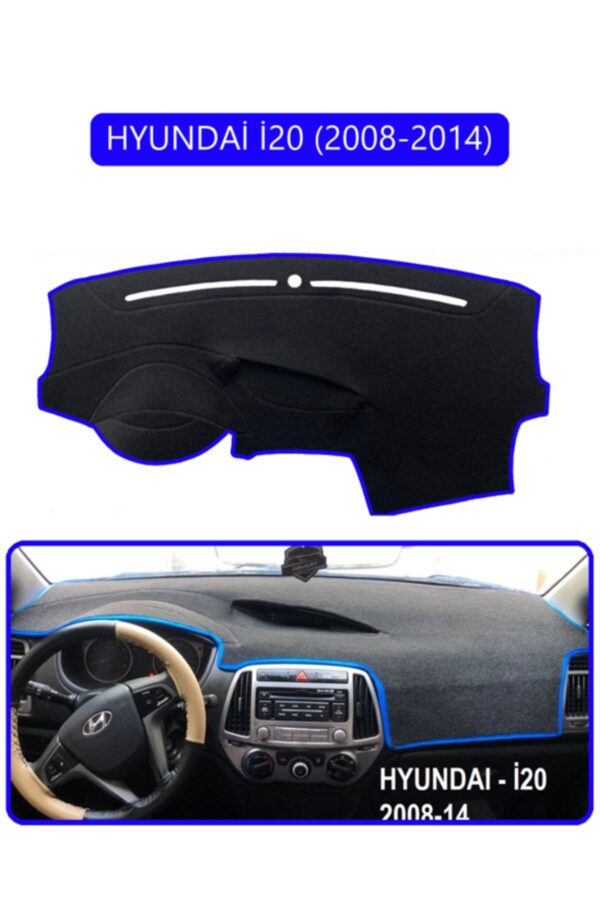 Hyundai İ20 2008-2014 Torpido Koruma Halısı - Mavi Kenar