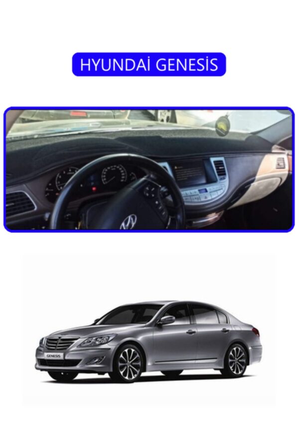 Hyundai Genesis Torpido Koruma Halısı - Mavi Kenar