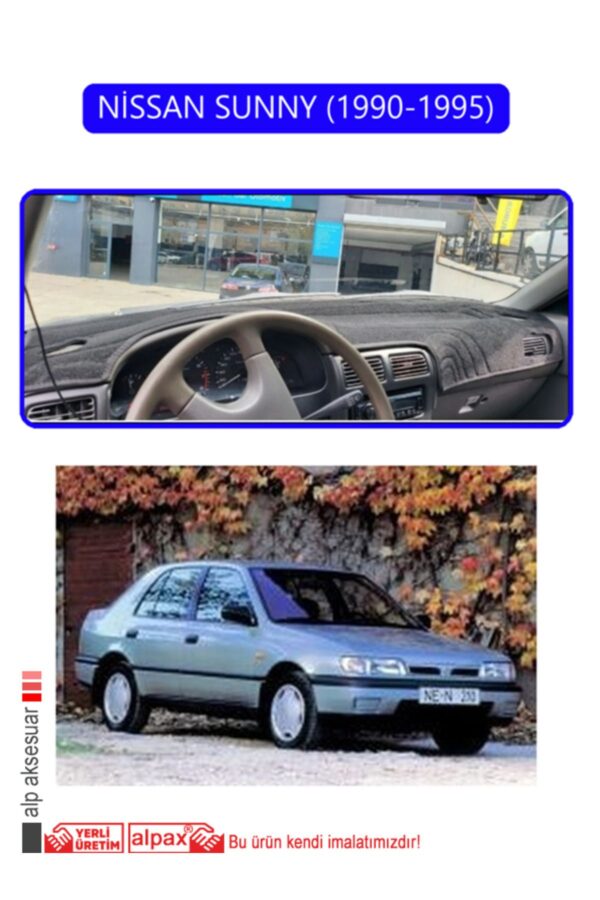 Nissan Sunny 1990-1995 Torpido Koruma Halısı - Mavi Kenar